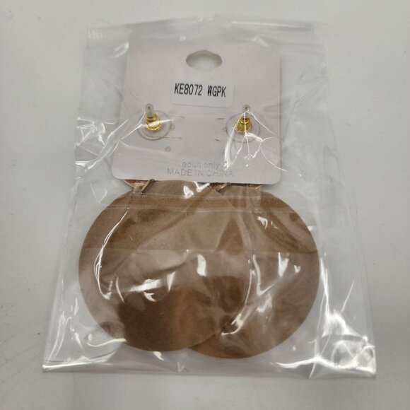 NO 3 Teal And Gold Over The Moon Triple Disk Statement Dangle Earrings NWT - Picture 3 of 3